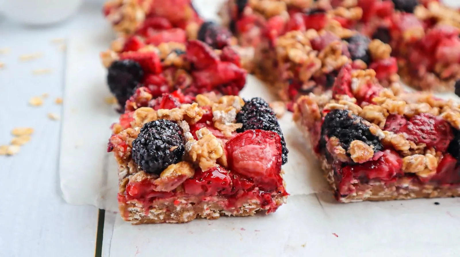 Besides fresh strawberries, you can use any other berries you like or can easily find for these oat bars