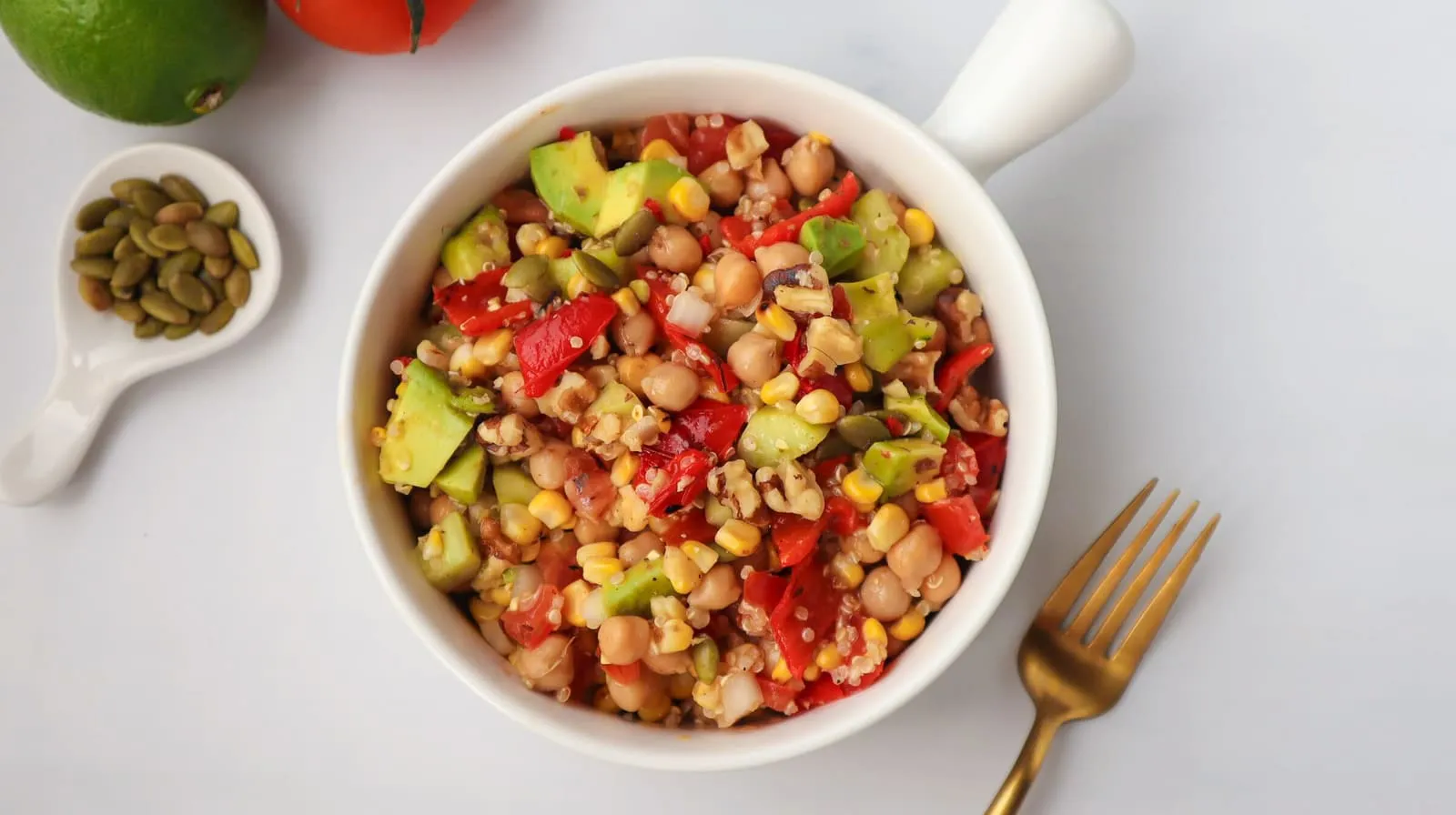 Besides eating it on its own, this Mexican salad goes great with tortilla chips