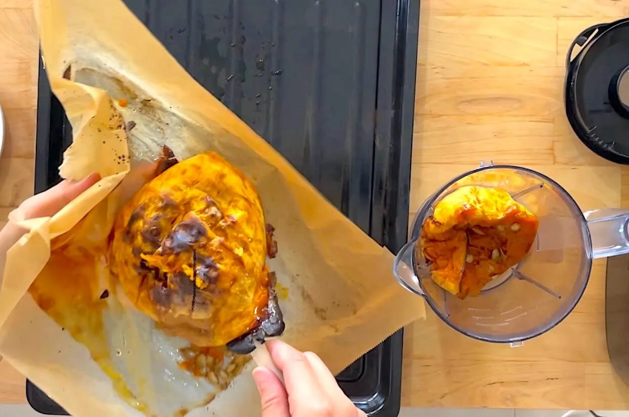 When pumpkin roasts in the oven, it starts to caramelize and draws out all its natural sugars